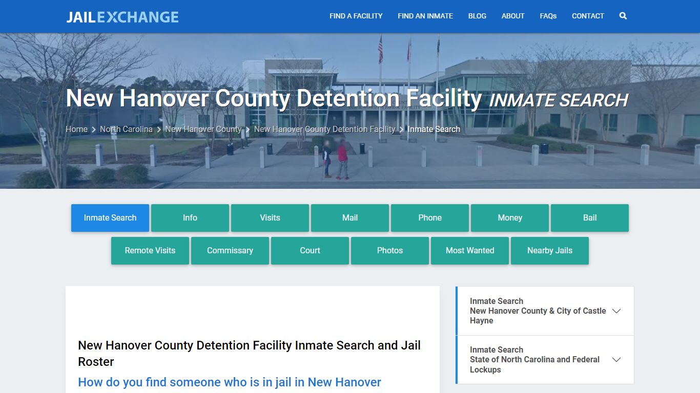 New Hanover County Detention Facility Inmate Search - Jail Exchange